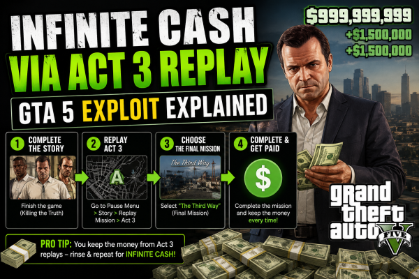 Infinite cash via Act 3 replay — GTA 5 exploit explained