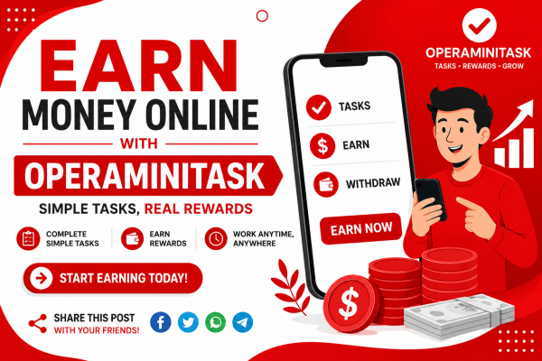 Share with your friends to earn money through operaminitask_ Simple Job Easy Earning