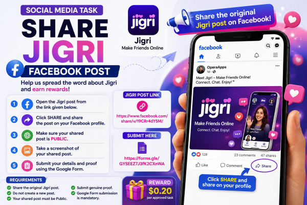 Share Jigri App on Social Media