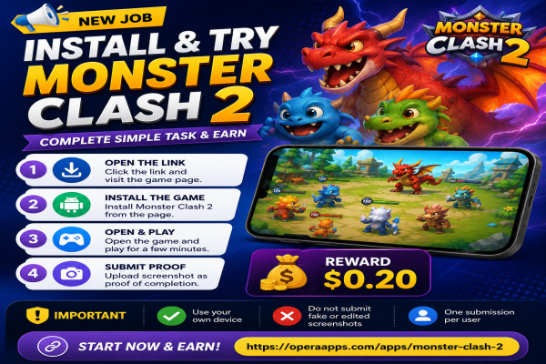 🎮 Job: Install & Try Monster Clash 2