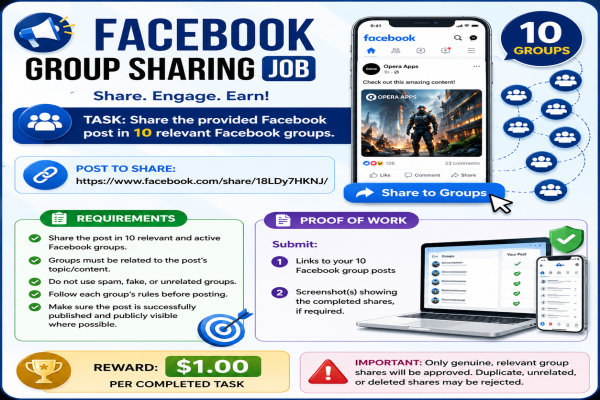Facebook post sharing job